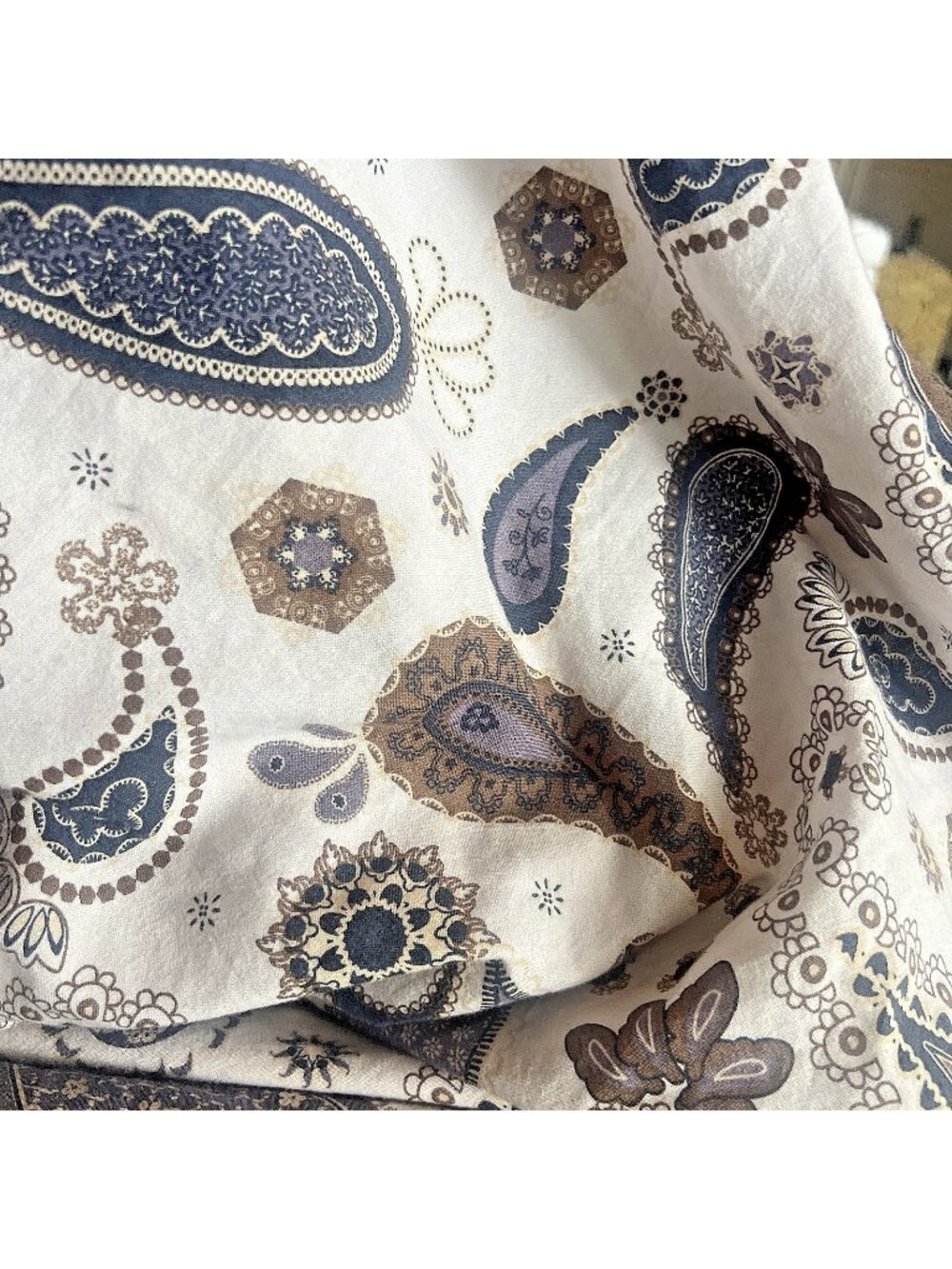 IKEA TWIN Duvet Cover SOTBLOMSTER Blue Brown Paisley Medallion 100% Cotton